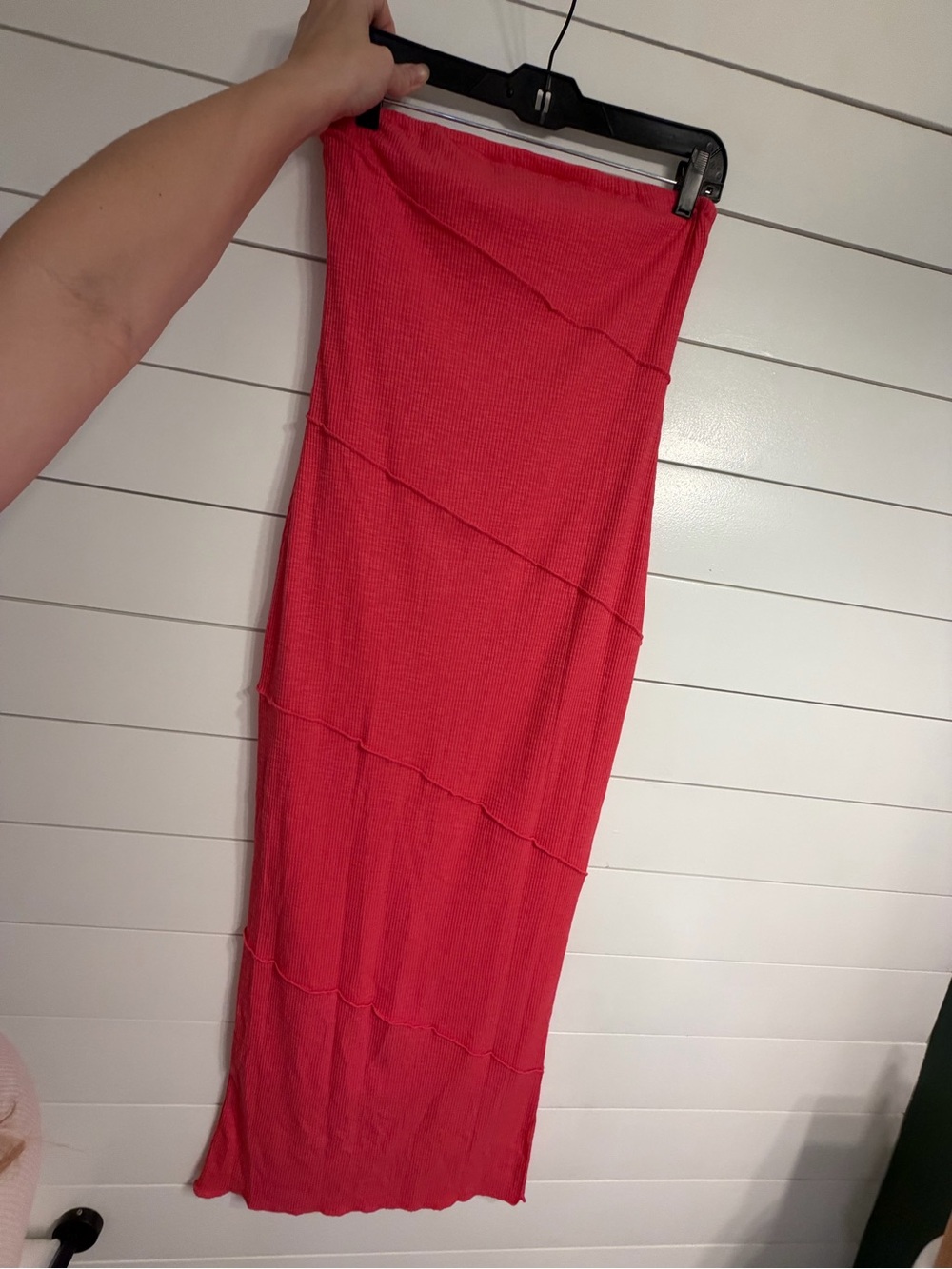 Ardene Ribbed Maxi Skirt in Coral